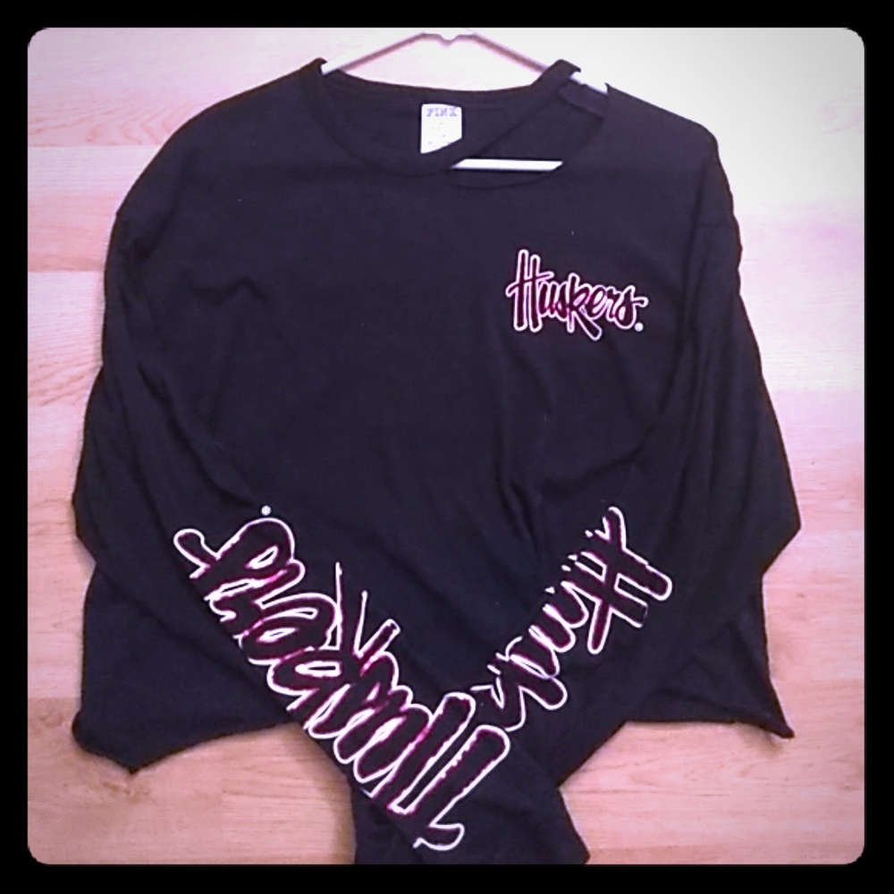PINK Rare Husker University Long Sleeve Crop Shirt